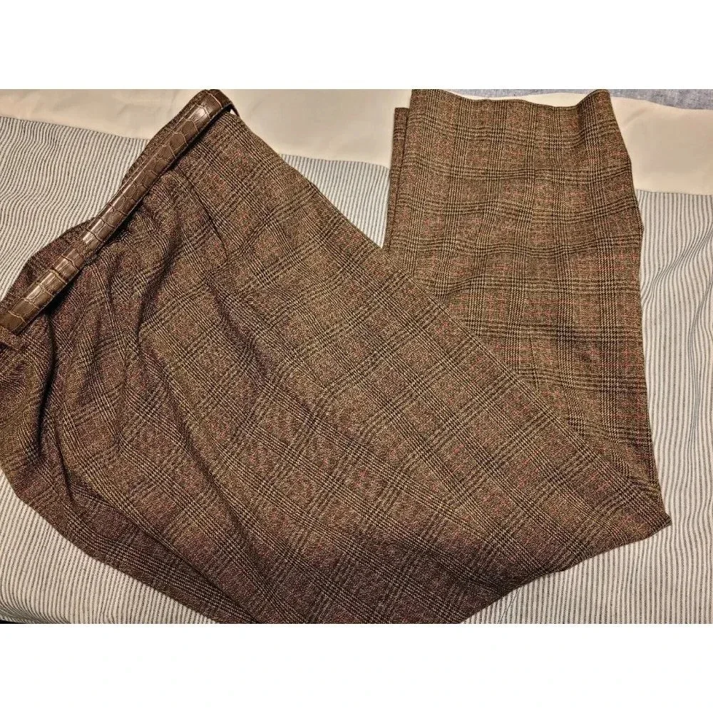 Covington Petite Stretch Womens 12P Trouser Dress Pants Brown & Light Pink